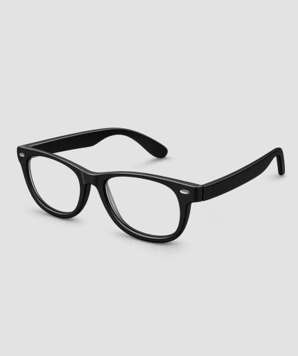 Zwarte partybril met transparante glazen wayfarer stijl
