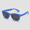 Blauwe retro partybril met zwarte glazen wayfarer stijl