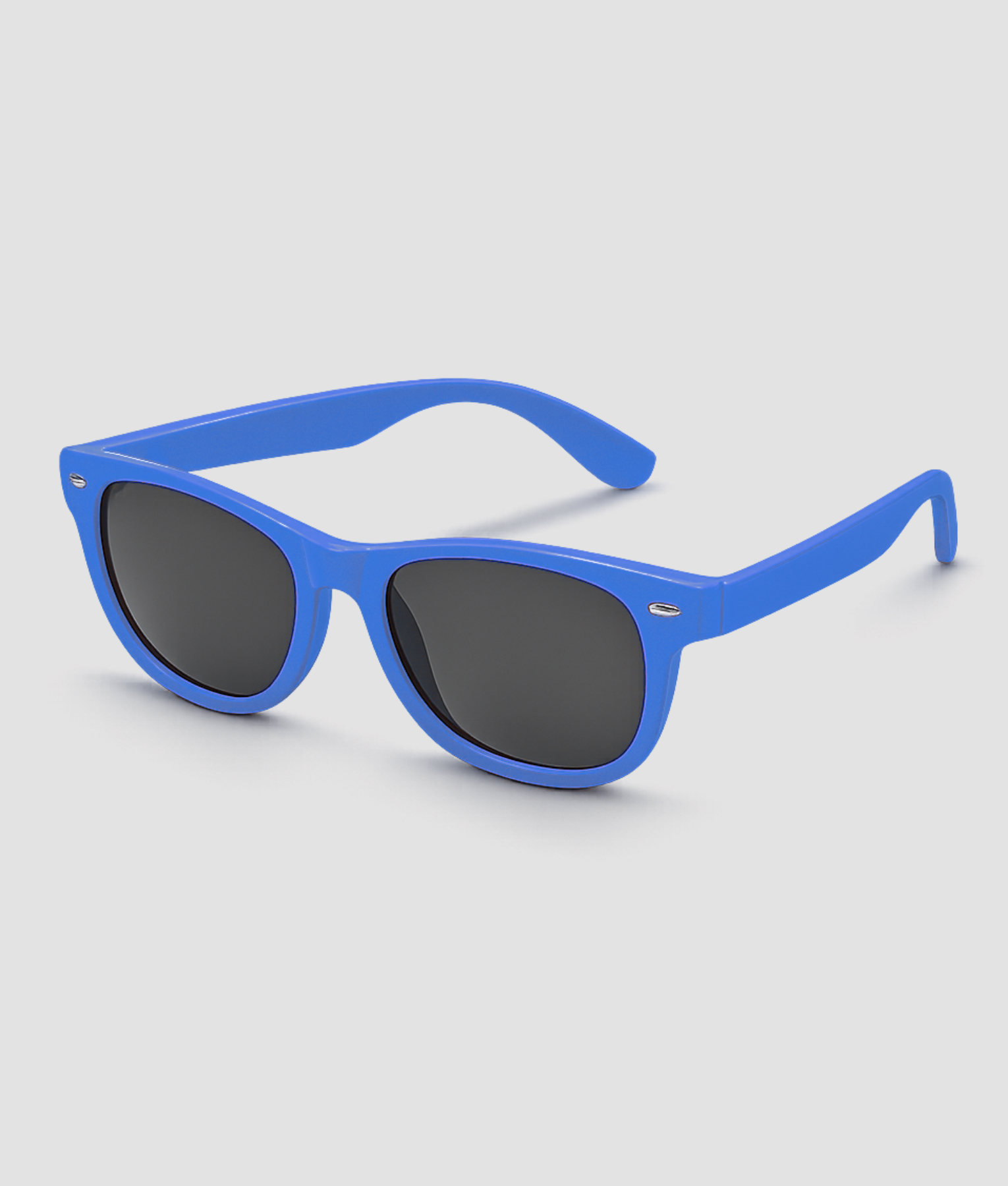 Blauwe retro partybril met zwarte glazen wayfarer stijl