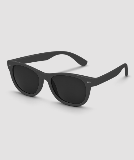 Zwarte retro partybril met zwarte glazen wayfarer stijl