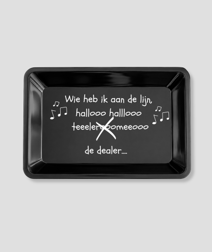 Rolling tray met humoristische tekstopdruk