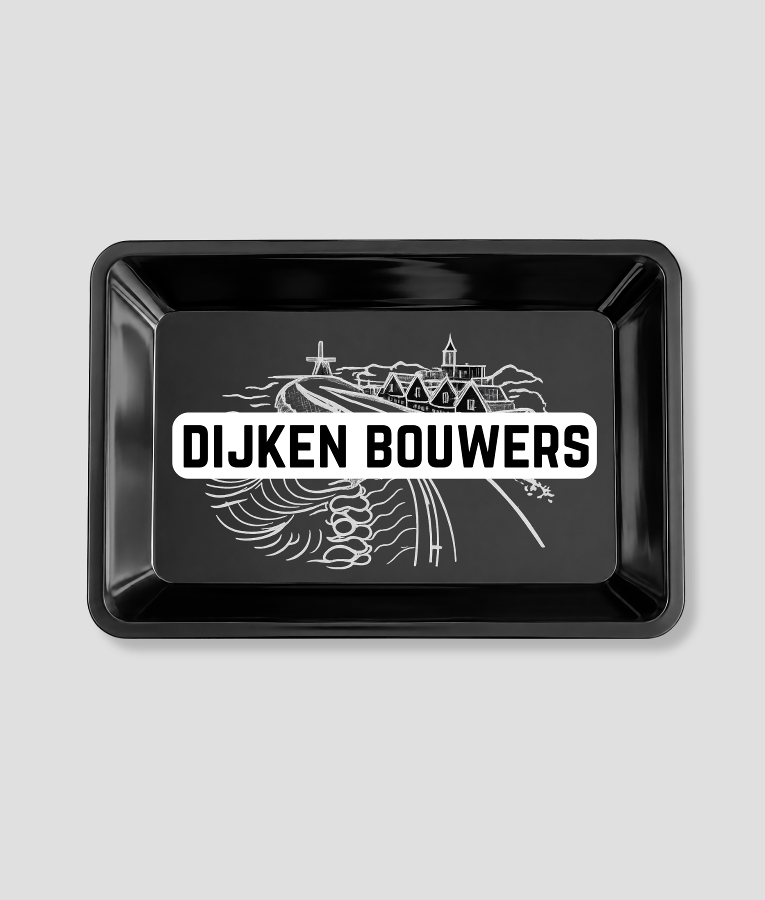 Rolling tray met tekst "Dijkenbouwers"