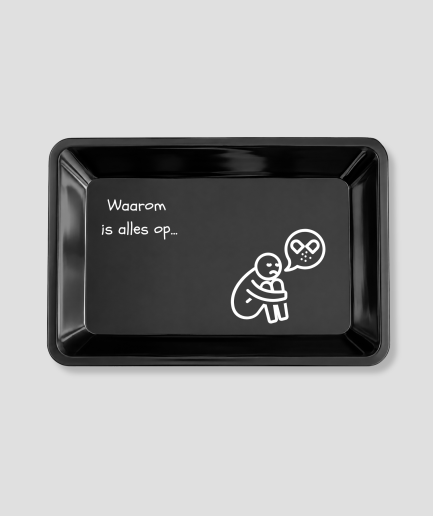 Rolling tray met humoristische tekstopdruk
