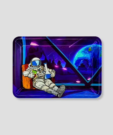 Rolling tray met astronaut-design