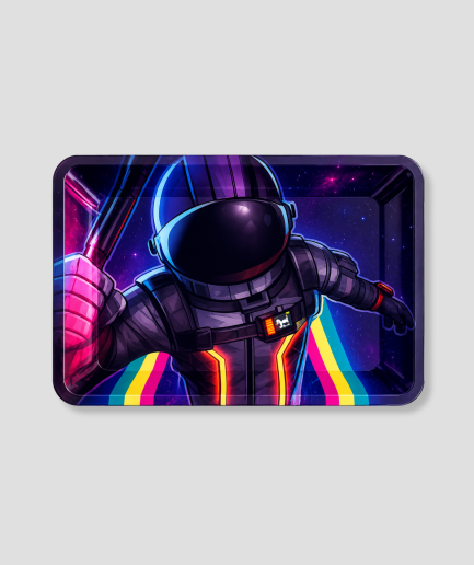 Zwarte rolling tray met astronaut design