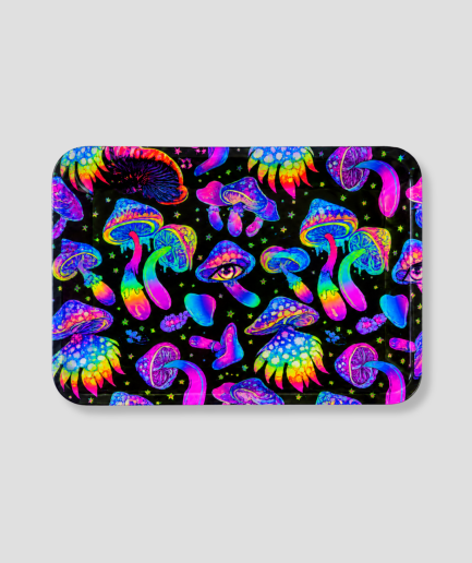 Rolling tray met trippy design