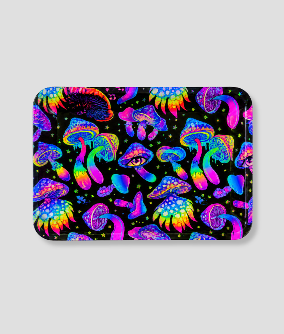 Rolling tray met trippy design