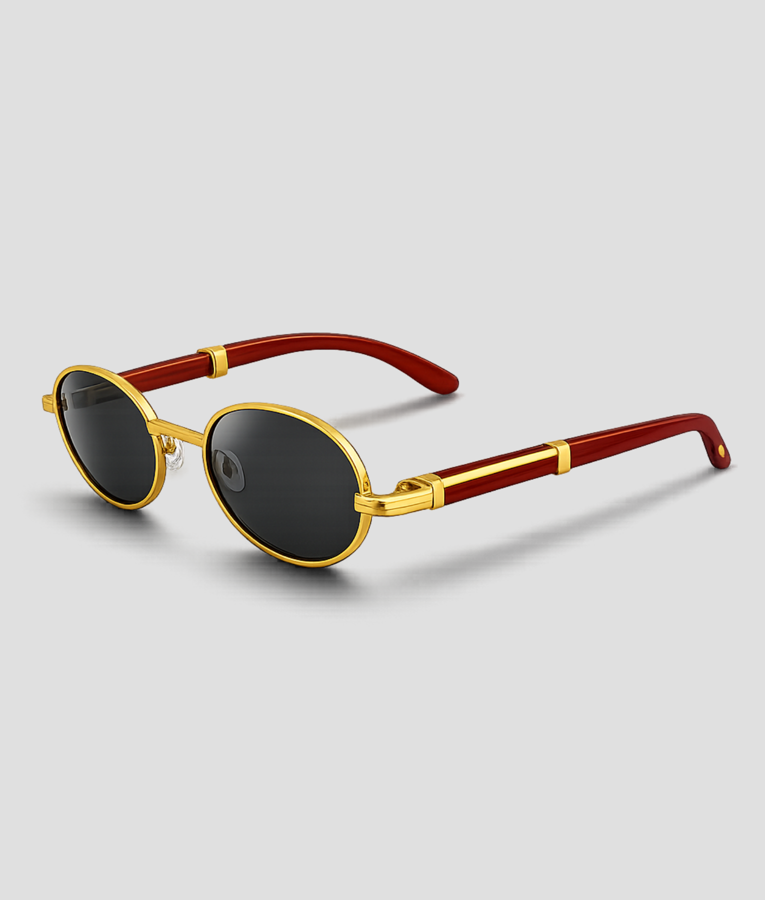 Rood-bruine ronde retro festival zonnebril met vintage uitstraling