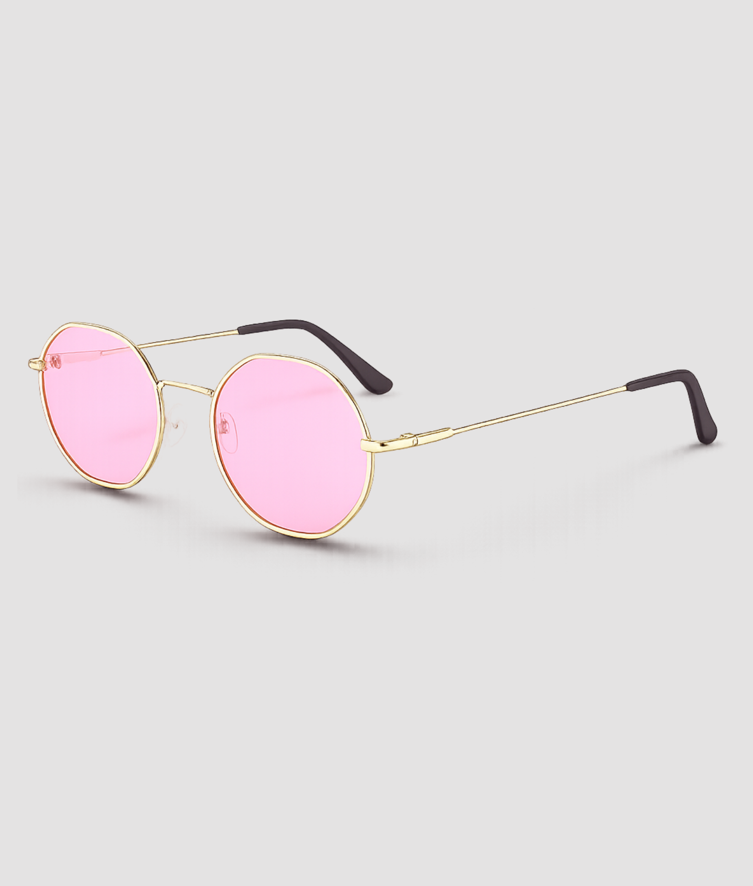 Roze ronde zonnebril met gouden montuur