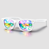 Spacebril met wit montuur en prisma diffractieglazen