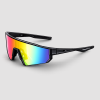 Sportzonnebril met regenboog lenzen en zwart montuur