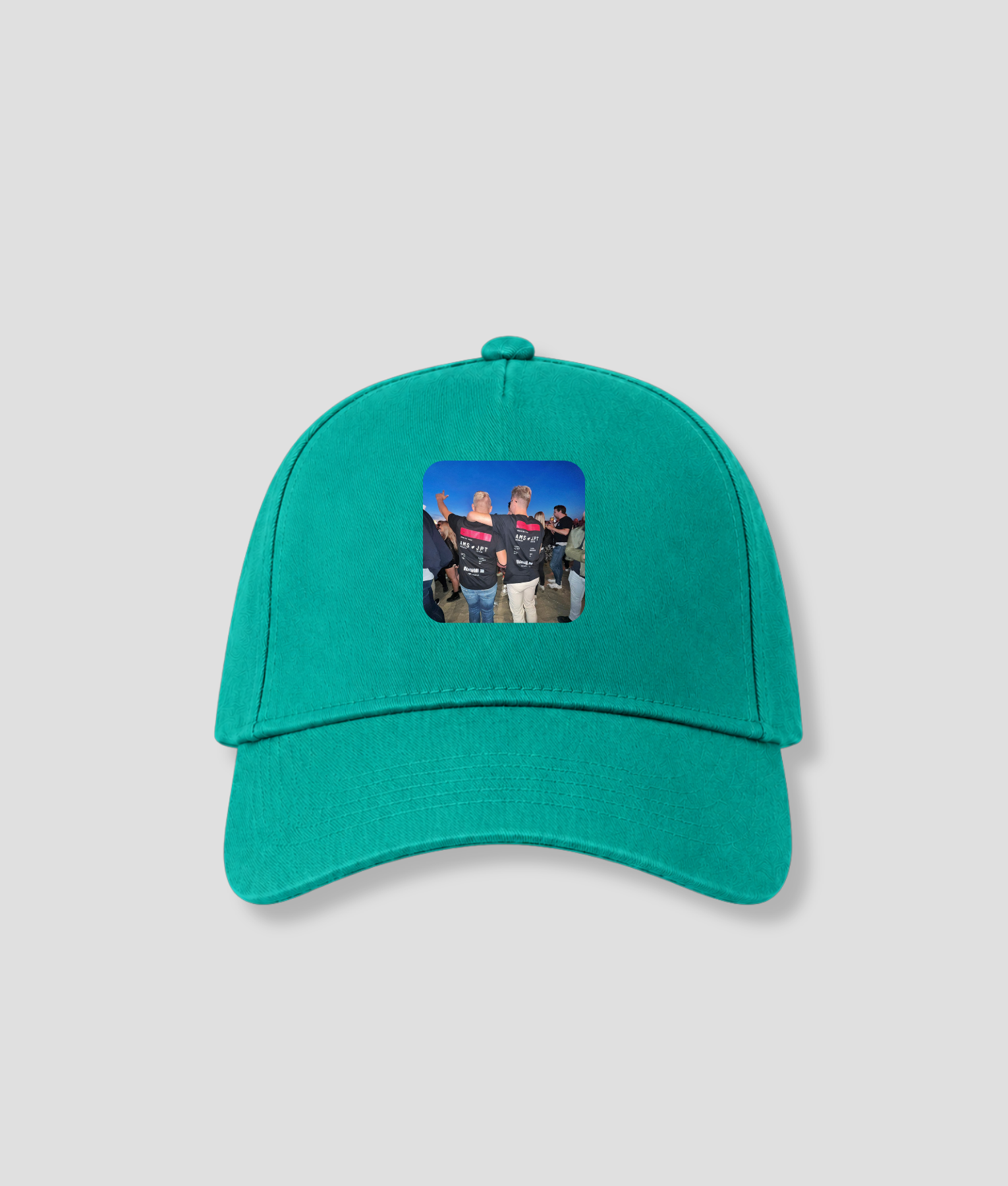 Turquoise pet met tweede voorbeeld van een eigen foto opdruk