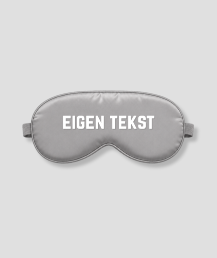 Zilveren slaapmasker met bedrukt eigen tekst