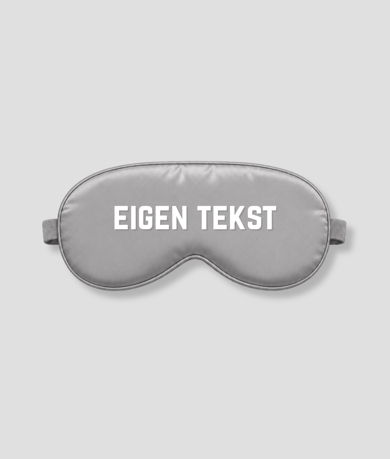 Zilveren slaapmasker met bedrukt eigen tekst