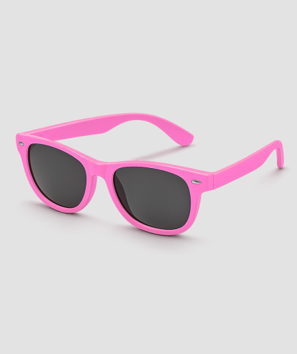 Felroze retro partybril met zwarte glazen wayfarer stijl