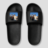 Zwarte platte badslippers met custom foto bedrukt, detailfoto