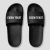 Zwarte platte badslippers met eigen tekst bedrukt