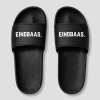 Zwarte platte badslippers om te personaliseren