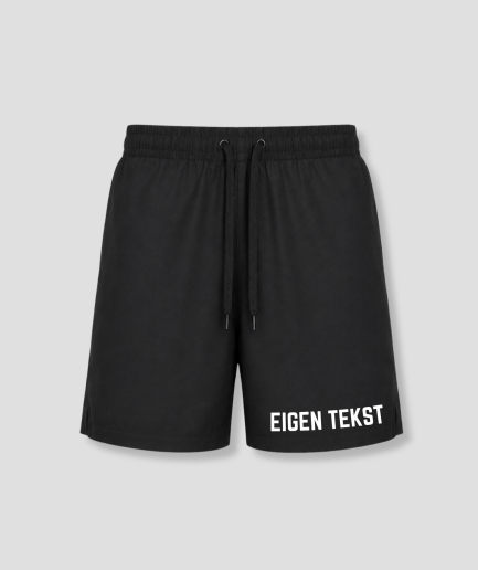 Zwarte heren zwembroek met eigen tekst en naam