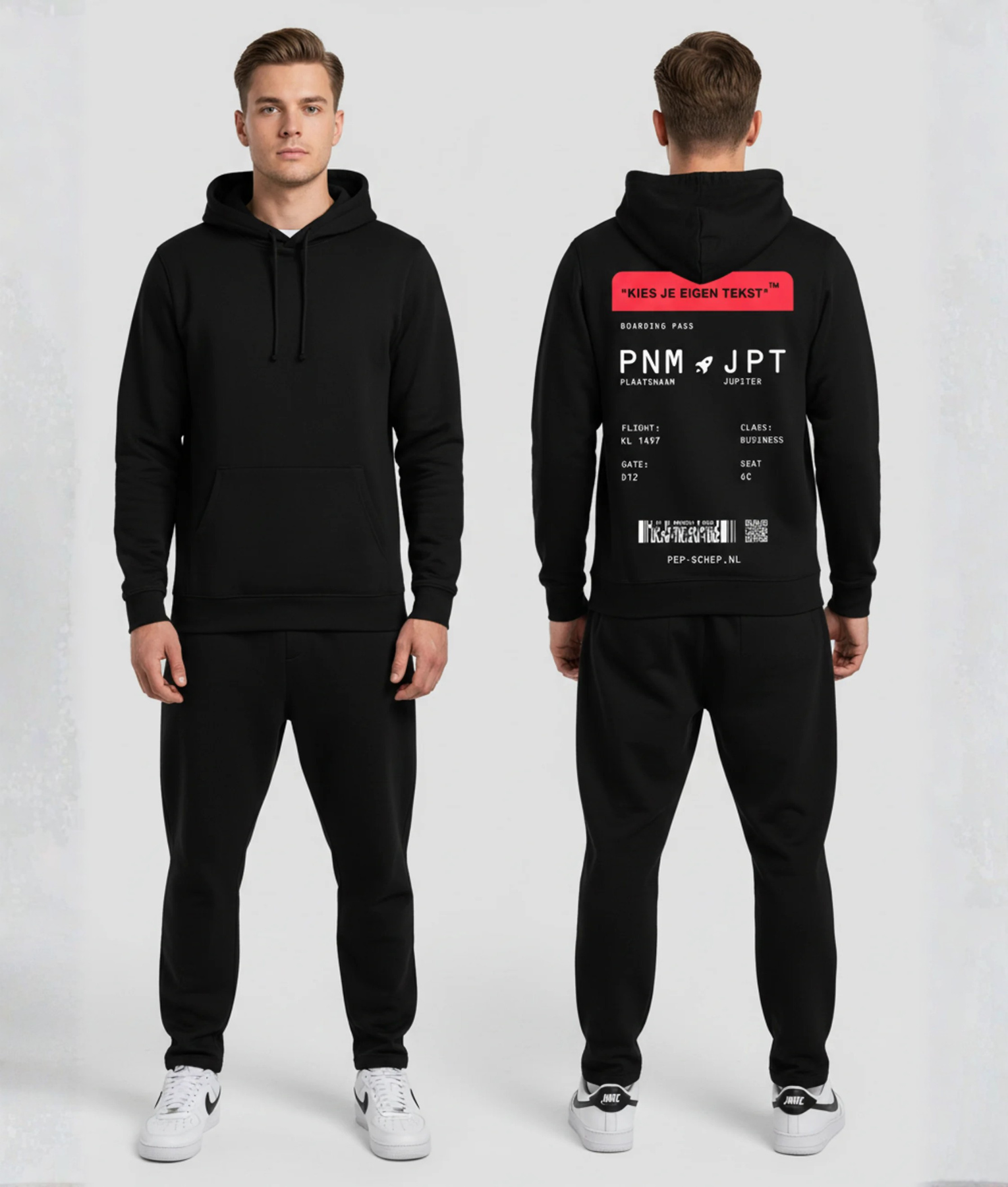 Festival hoodie met boarding pass opdruk