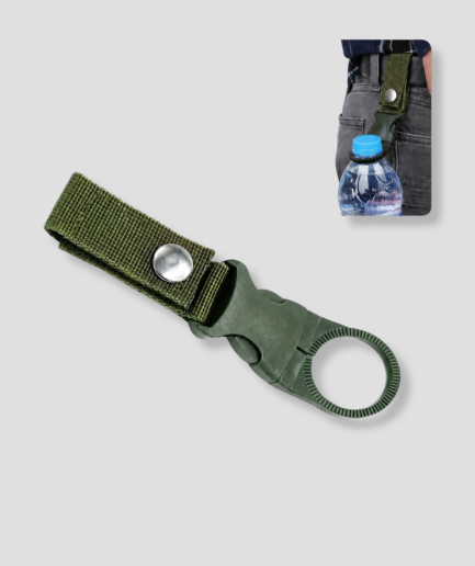 Groene flessenhouder met riemclip en zwart kunststof slot
