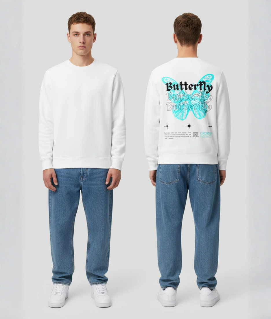 Model draagt hoodie met boarding pass opdruk