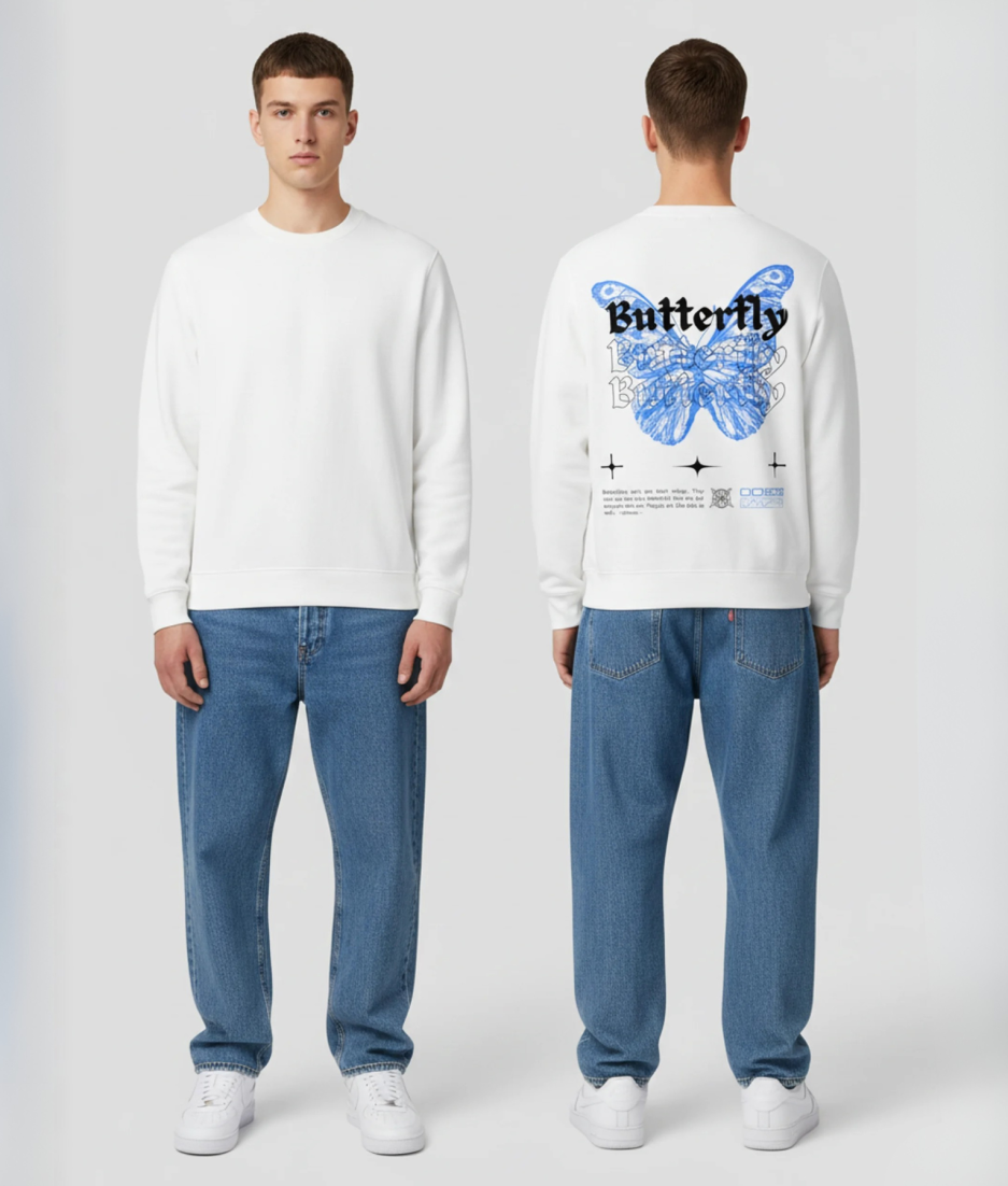 Model draagt hoodie met boarding pass opdruk