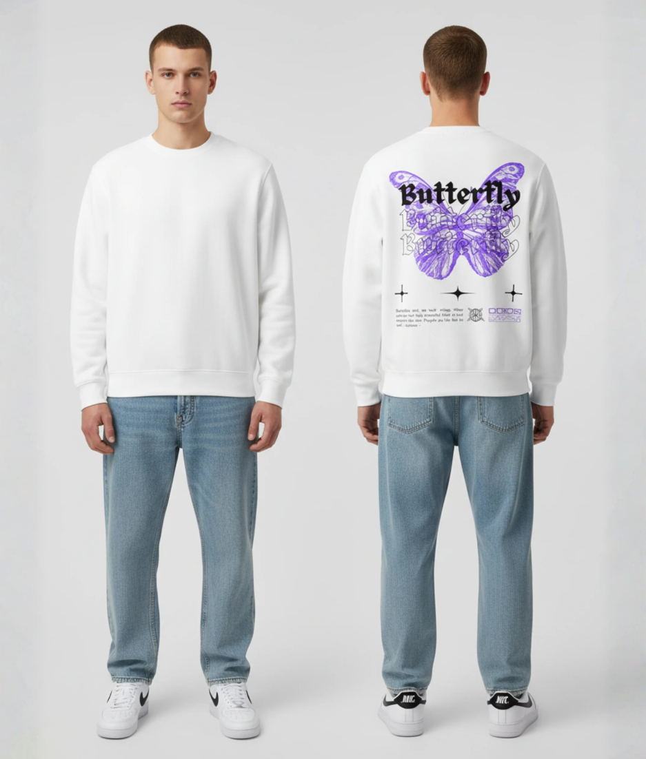 Model draagt hoodie met boarding pass opdruk