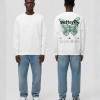 Witte hoodie met groene butterfly opdruk op achterkant
