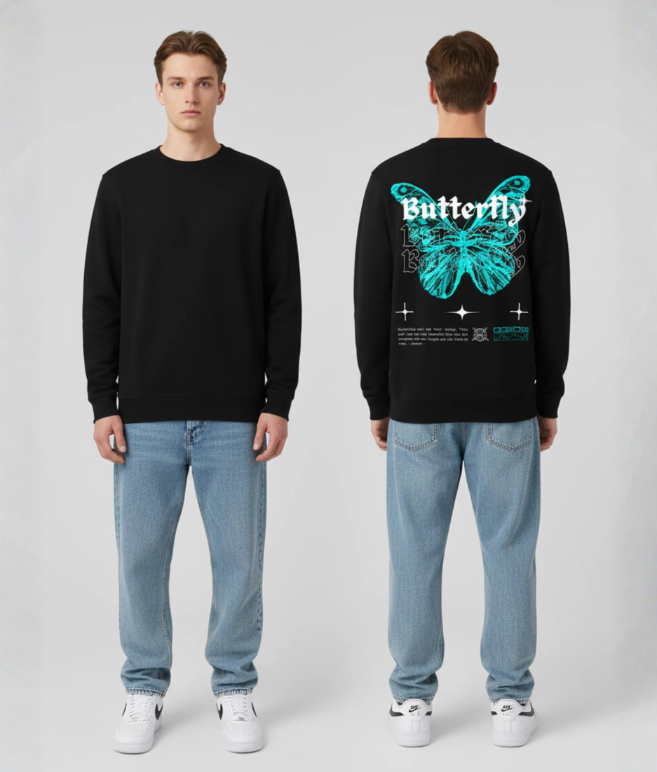 Model draagt hoodie met boarding pass opdruk