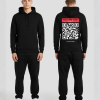 Zwarte hoodie met rode QR code opdruk