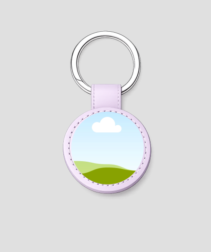 Lila ronde leren sleutelhanger met eigen afbeelding