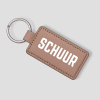 Lichtbruine leren sleutelhanger die je zelf kunt personaliseren met eigen tekst