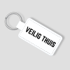 Witte leren sleutelhanger die je zelf kunt personaliseren met eigen tekst