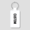 Witte leren sleutelhanger met eigen tekst gegraveerd en metalen ring