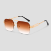 Gouden festival techno bril met vierkant montuur en oranje gradient glazen