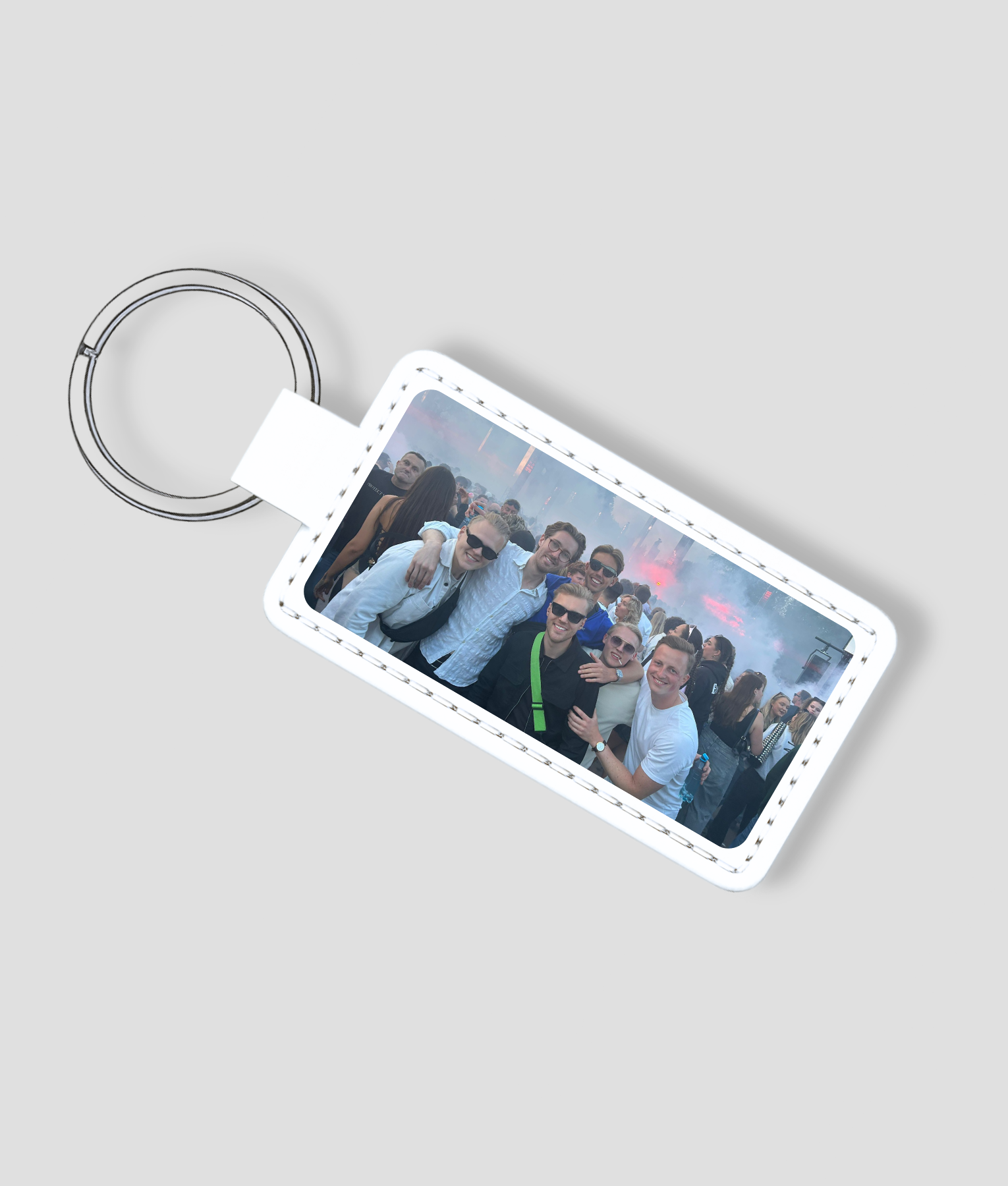 Leren sleutelhanger met duurzame foto bedrukking
