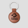 Bruine ronde leren sleutelhanger met eigen logo