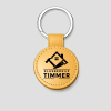 Gouden ronde leren sleutelhanger met eigen logo