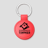 Rode ronde leren sleutelhanger met eigen logo