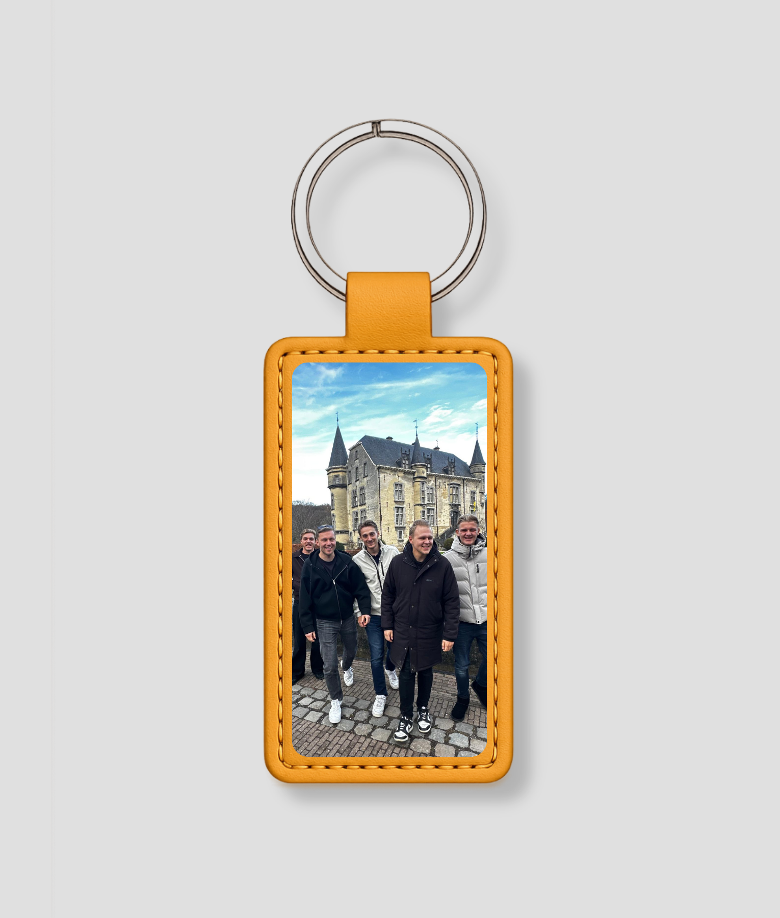 Sleutelhanger bedrukt met foto en logo combinatie
