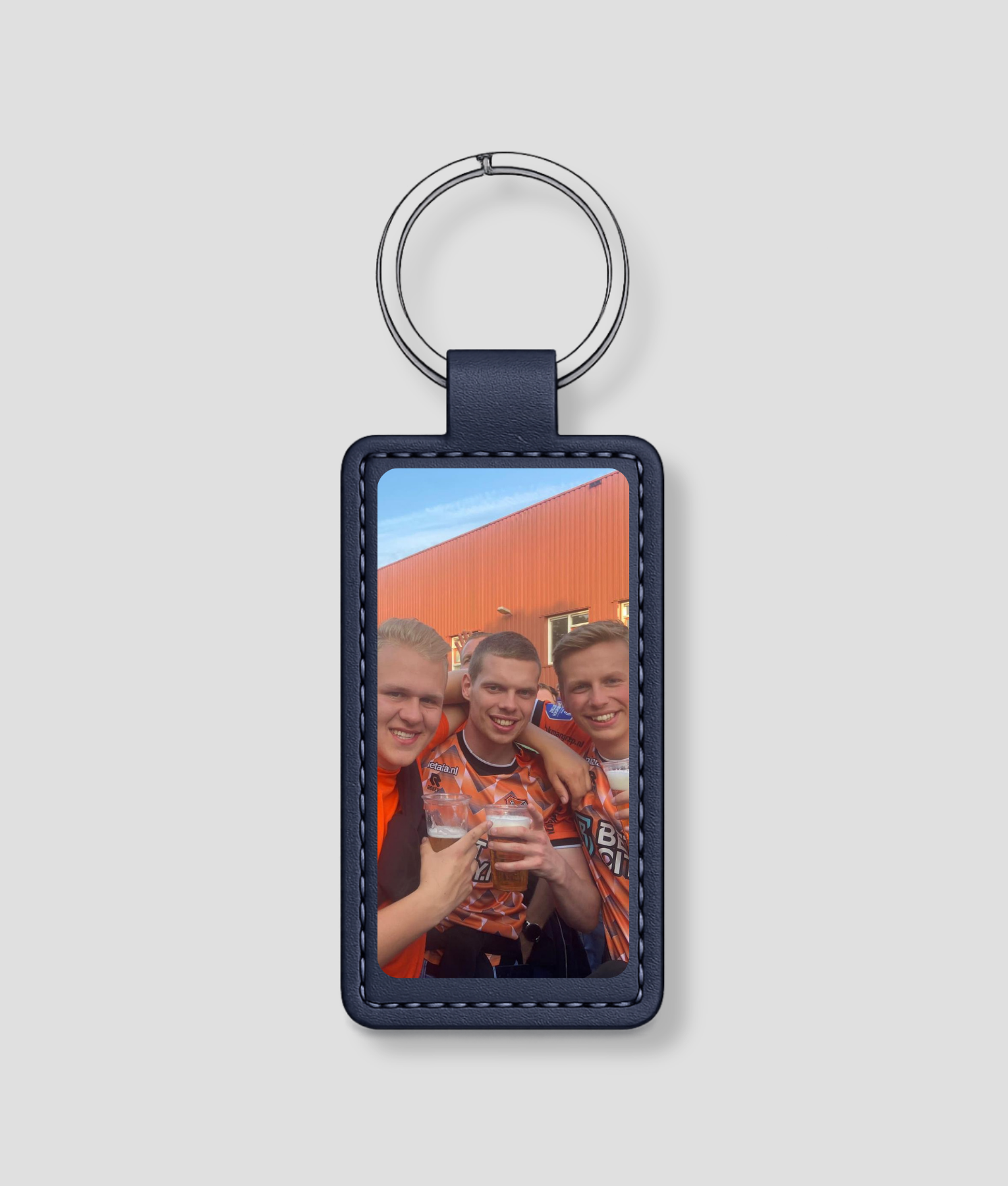 Leren sleutelhanger met eigen foto bedrukt