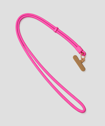 Fuchsia telefoonkoord van extra stevig nylon met telefoonhouder