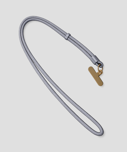 Grijs telefoonkoord van extra stevig nylon met telefoonhouder