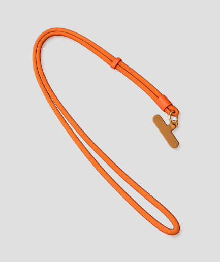 Oranje telefoonkoord van extra stevig nylon met telefoonhouder