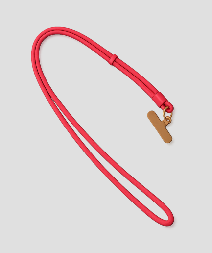 Rood telefoonkoord van extra stevig nylon met telefoonhouder