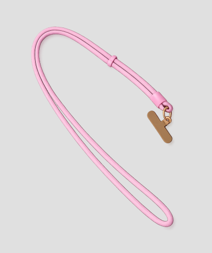 Roze telefoonkoord van extra stevig nylon met telefoonhouder