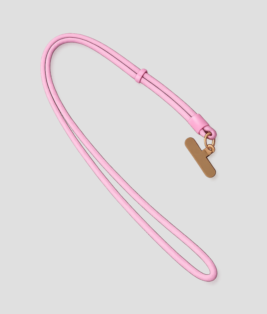 Roze telefoonkoord van extra stevig nylon met telefoonhouder