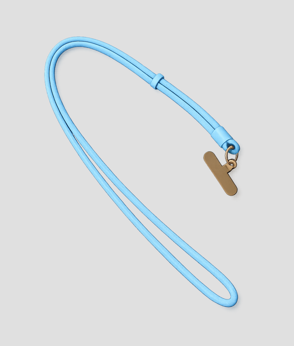 Turquoise telefoonkoord van extra stevig nylon met telefoonhouder