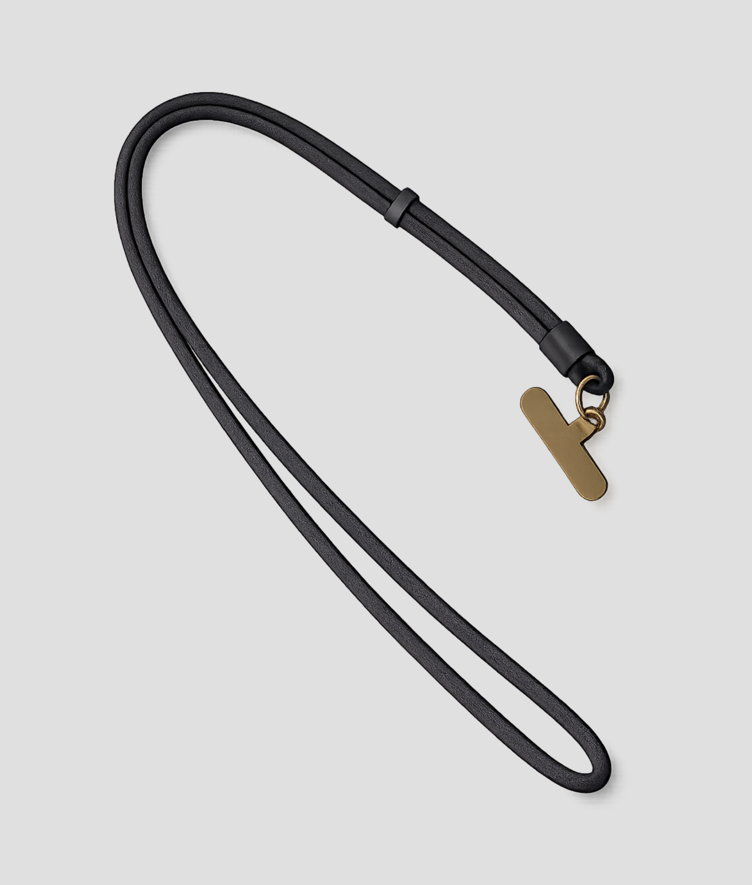 Zwart telefoonkoord van extra stevig nylon met telefoonhouder